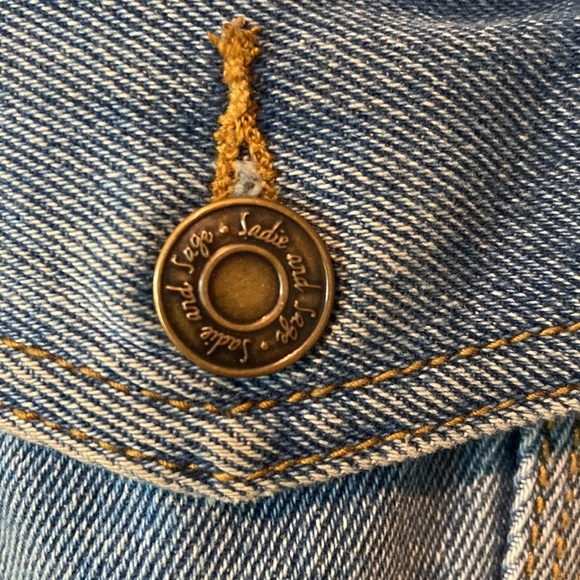 Forever 21 Sadie and Sage jean jacket medium denim floral sequins girlhoodcore - Picture 4 of 11